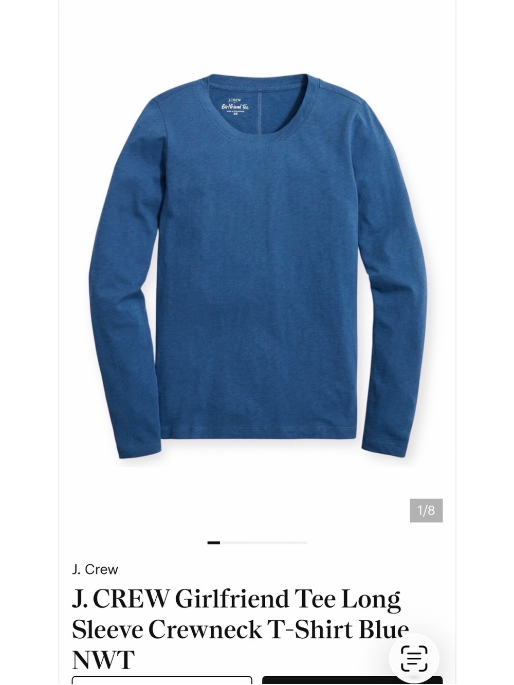 NWT! J, Crew Long Sleeve Crewneck Tee - Denim Blue